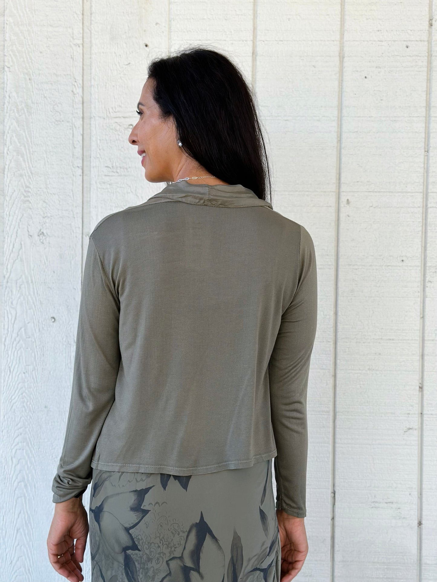 Sheer Cardigan in Olive