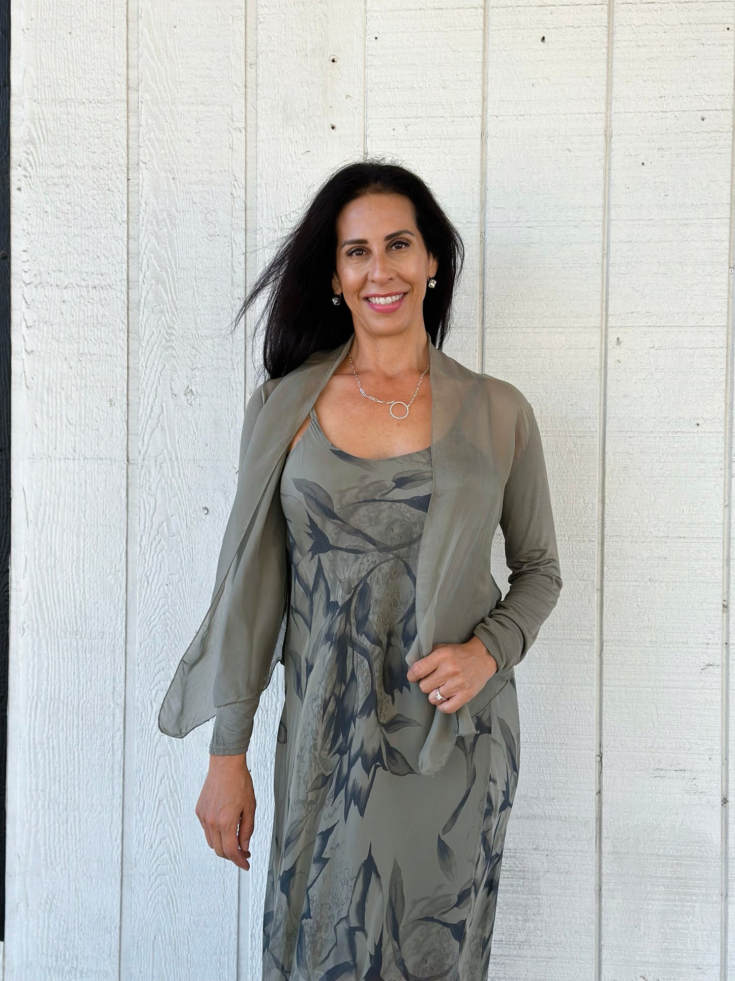 Sheer Cardigan in Olive