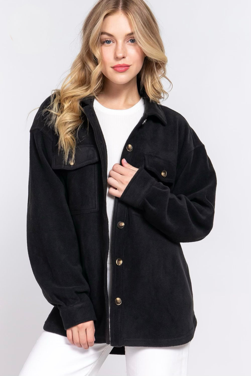 Curvy Long Sleeve Fleece Jacket
