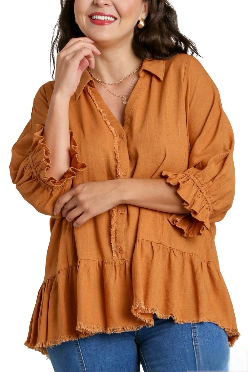 Curvy Babydoll Top in Camel