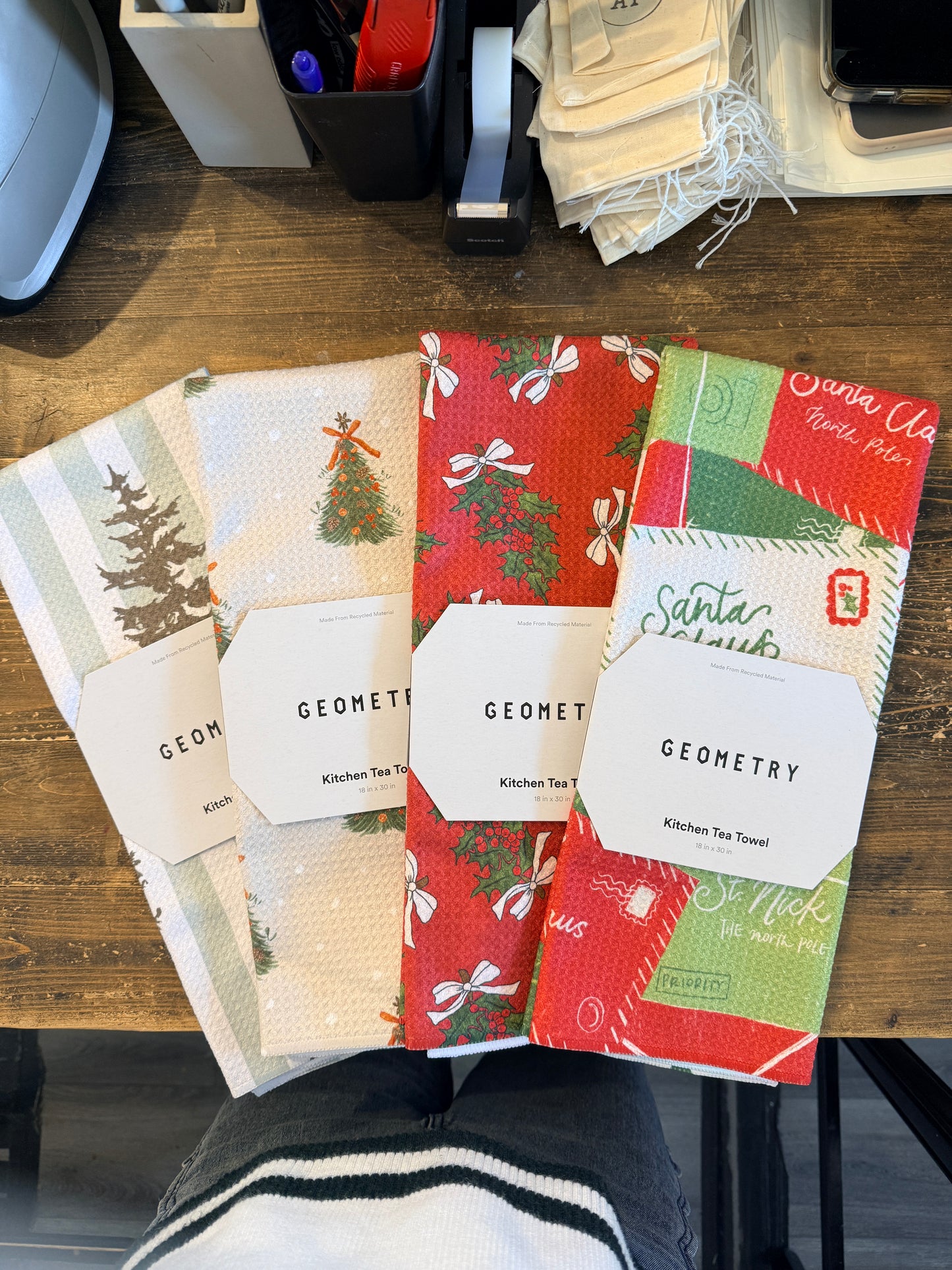 Christmas Berry Bow Tea Towel