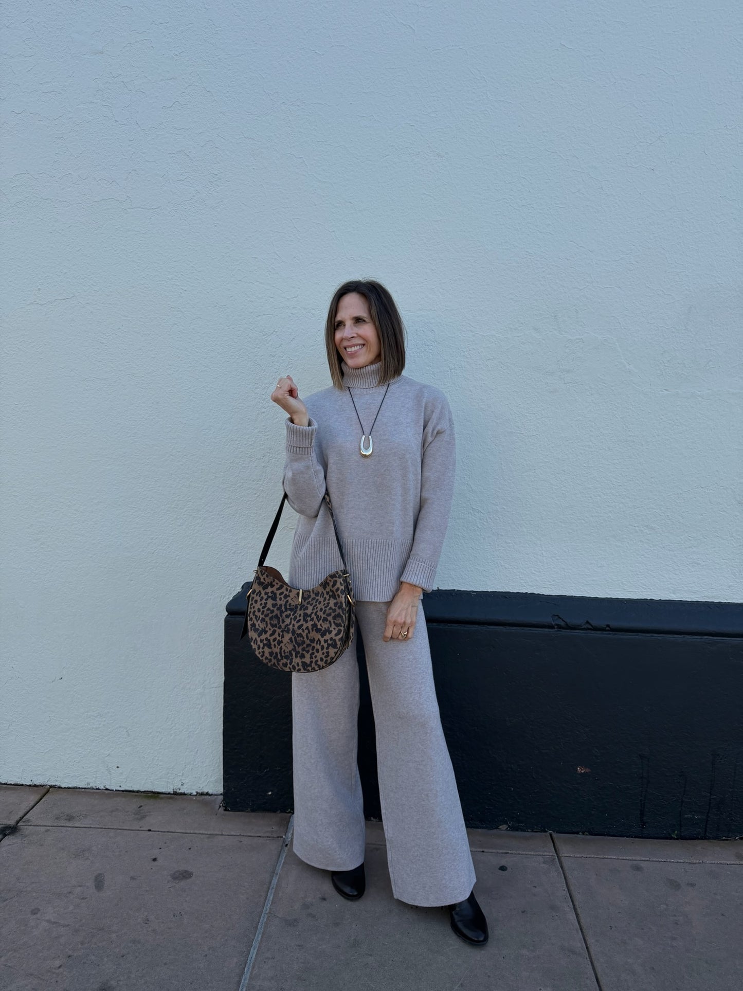 Turtleneck Sweater Lounge Set in Taupe