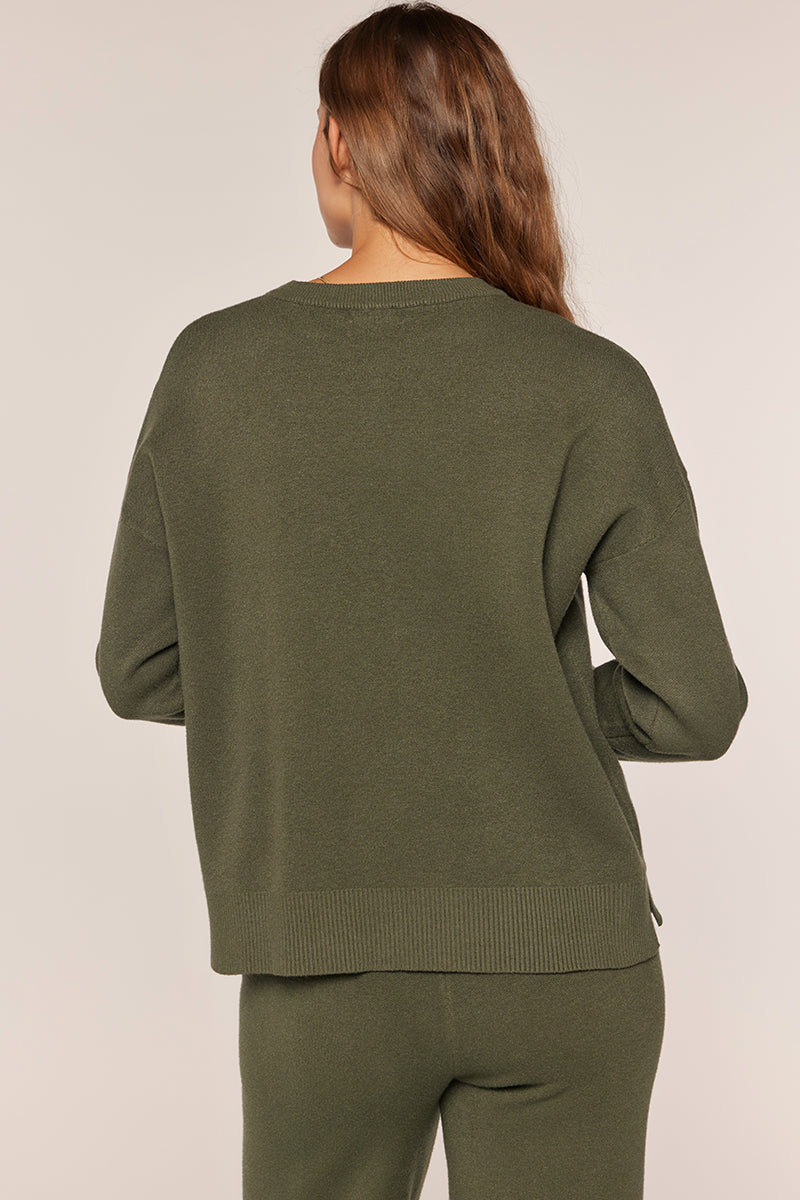 Soft Crew Neck Sweater in Dk. Green