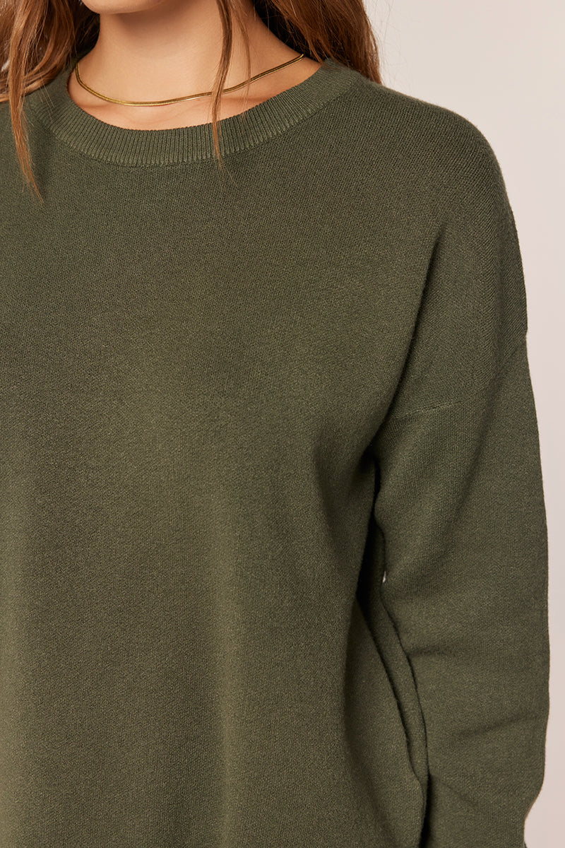 Soft Crew Neck Sweater in Dk. Green