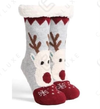 Reindeer Luxury Non-Slip Sherpa Socks