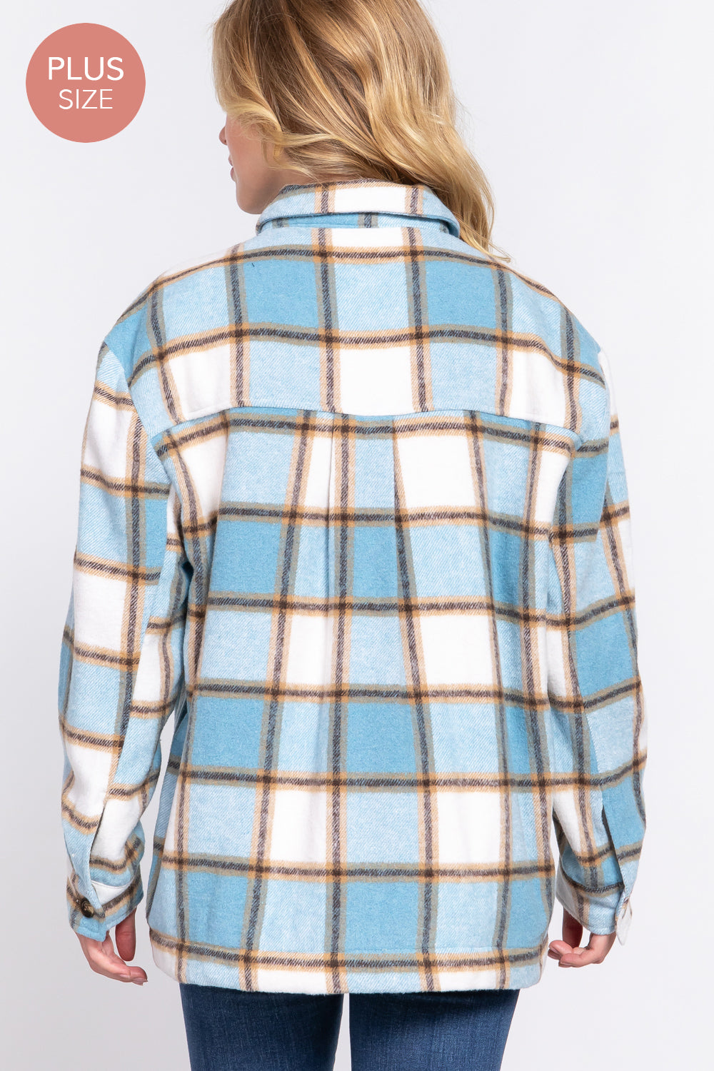 Curvy Sherpa Lined Plaid Shacket
