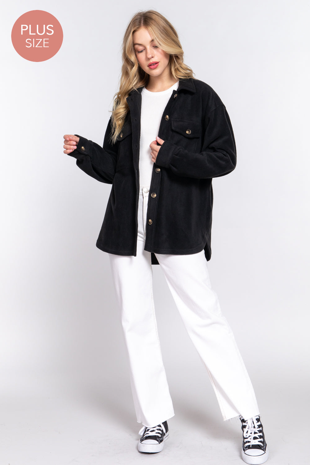 Curvy Long Sleeve Fleece Jacket