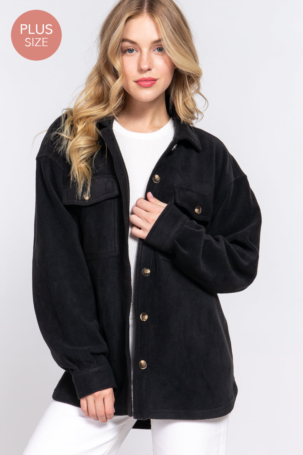 Curvy Long Sleeve Fleece Jacket