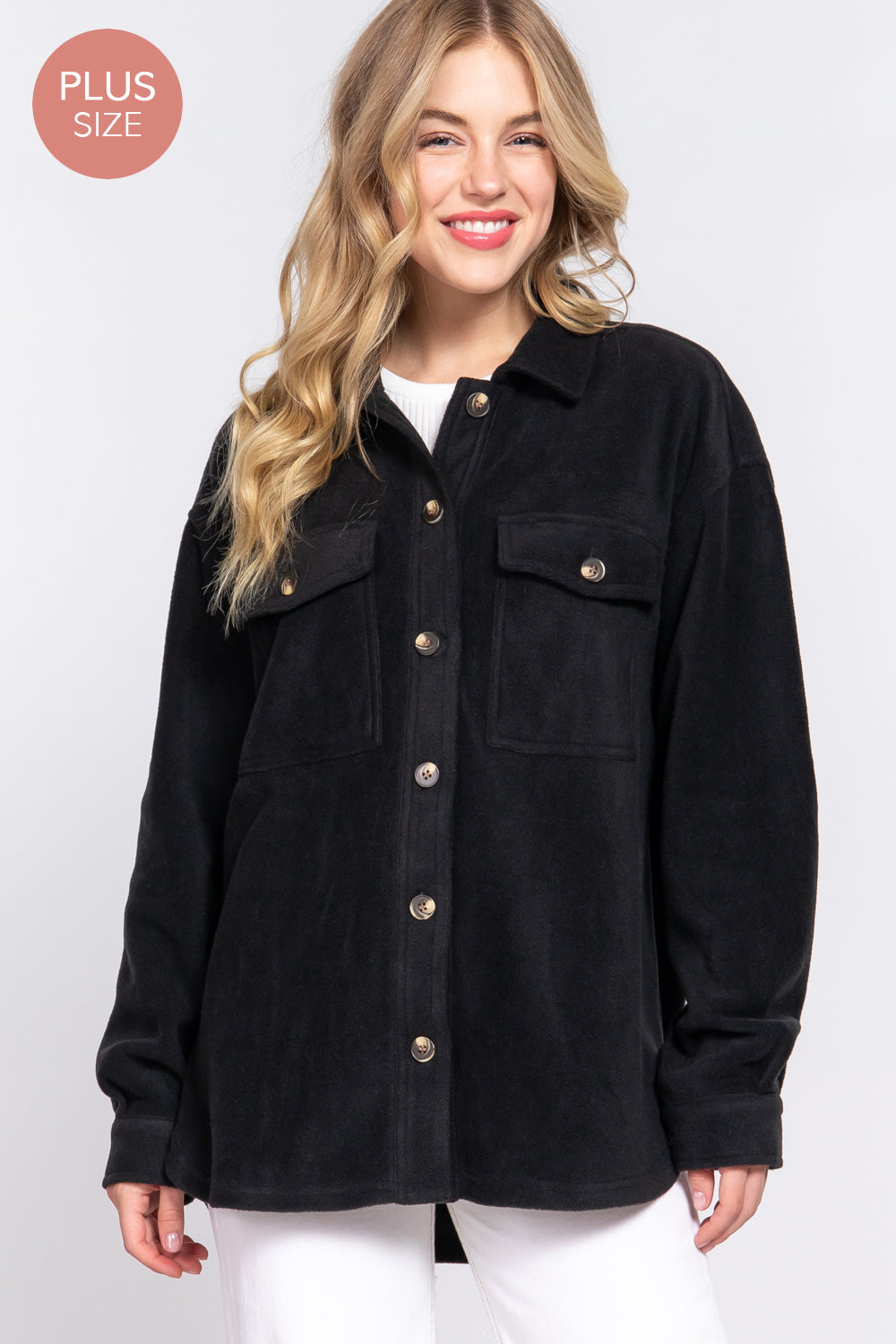 Curvy Long Sleeve Fleece Jacket