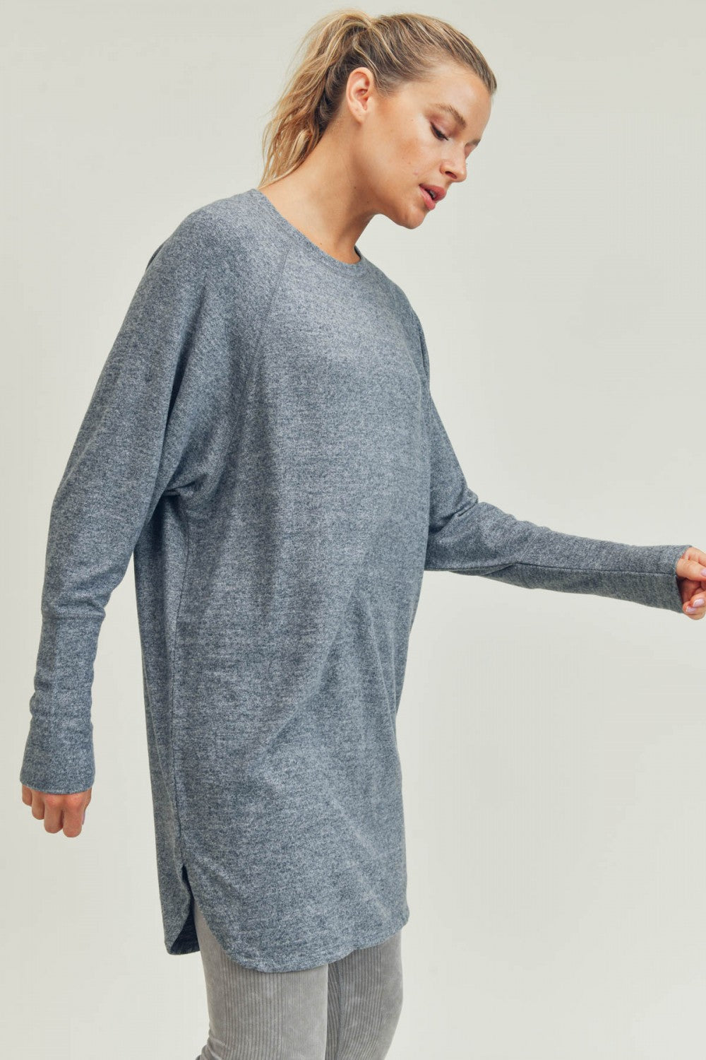 Notched Raglan Short Dress
