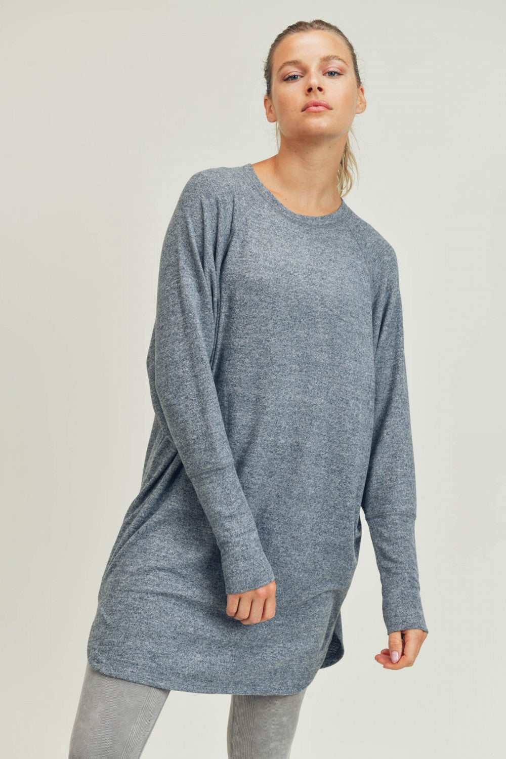 Notched Raglan Short Dress