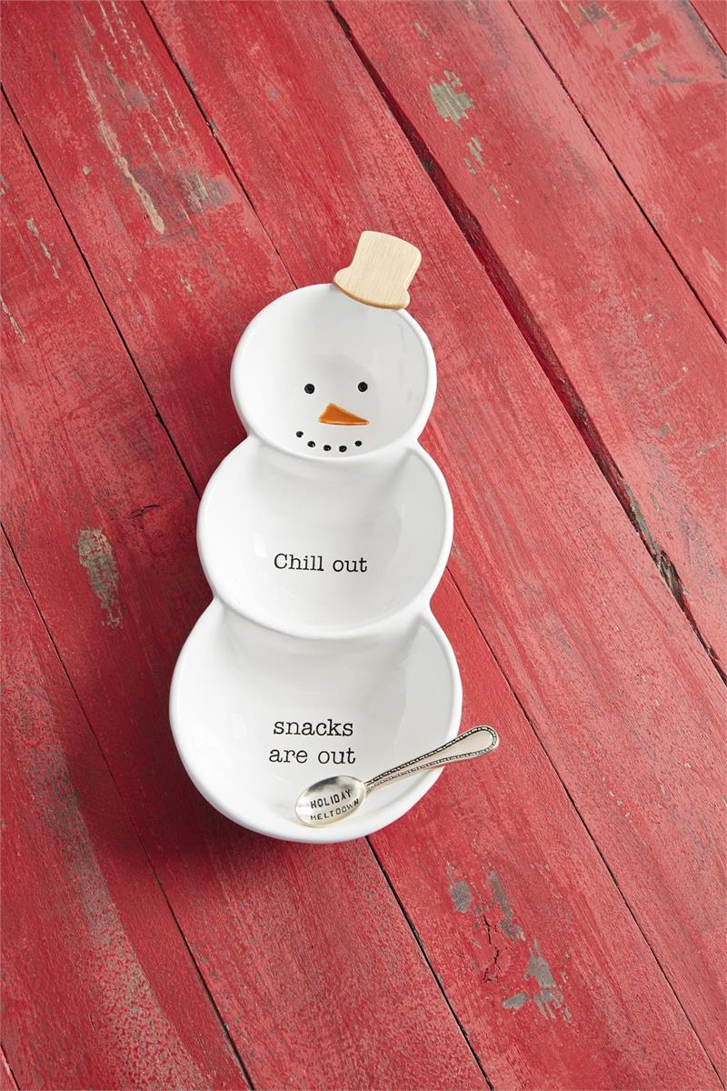 Snowman Triple Bowl Set