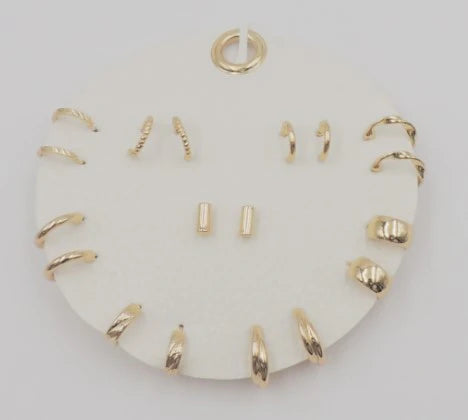 Set of 9 Geometric Stud & Hoop Earrings