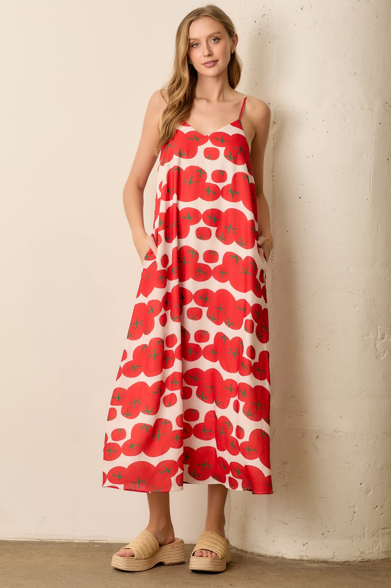 Maxi Dress in in Tomato Print