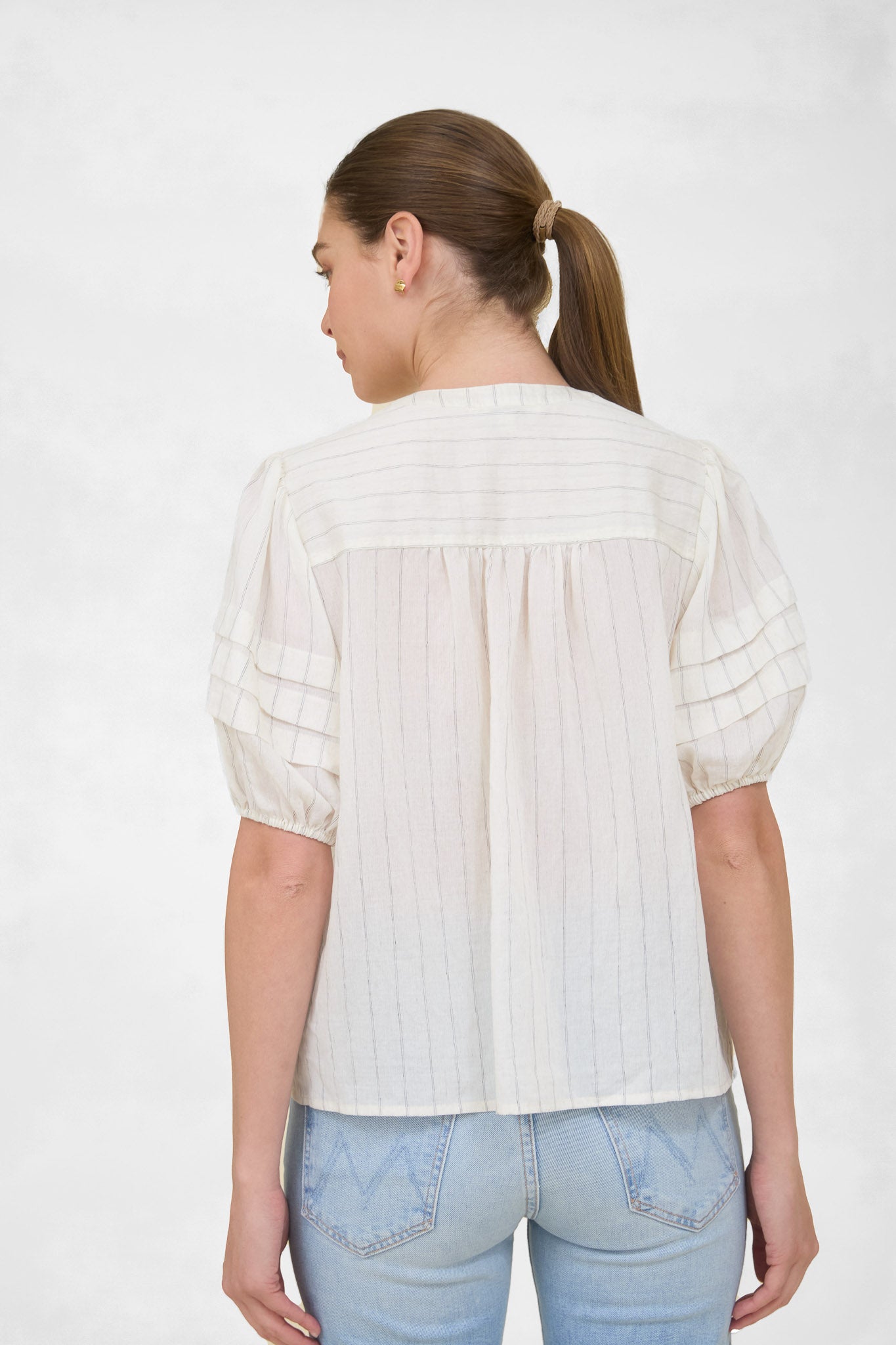 Button Front Stripe Blouse