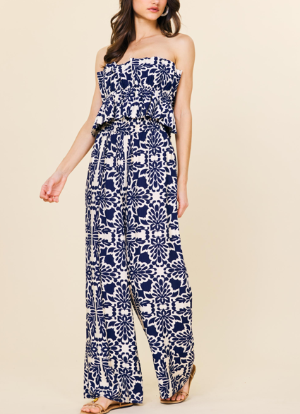 Navy & White Jumpsuit
