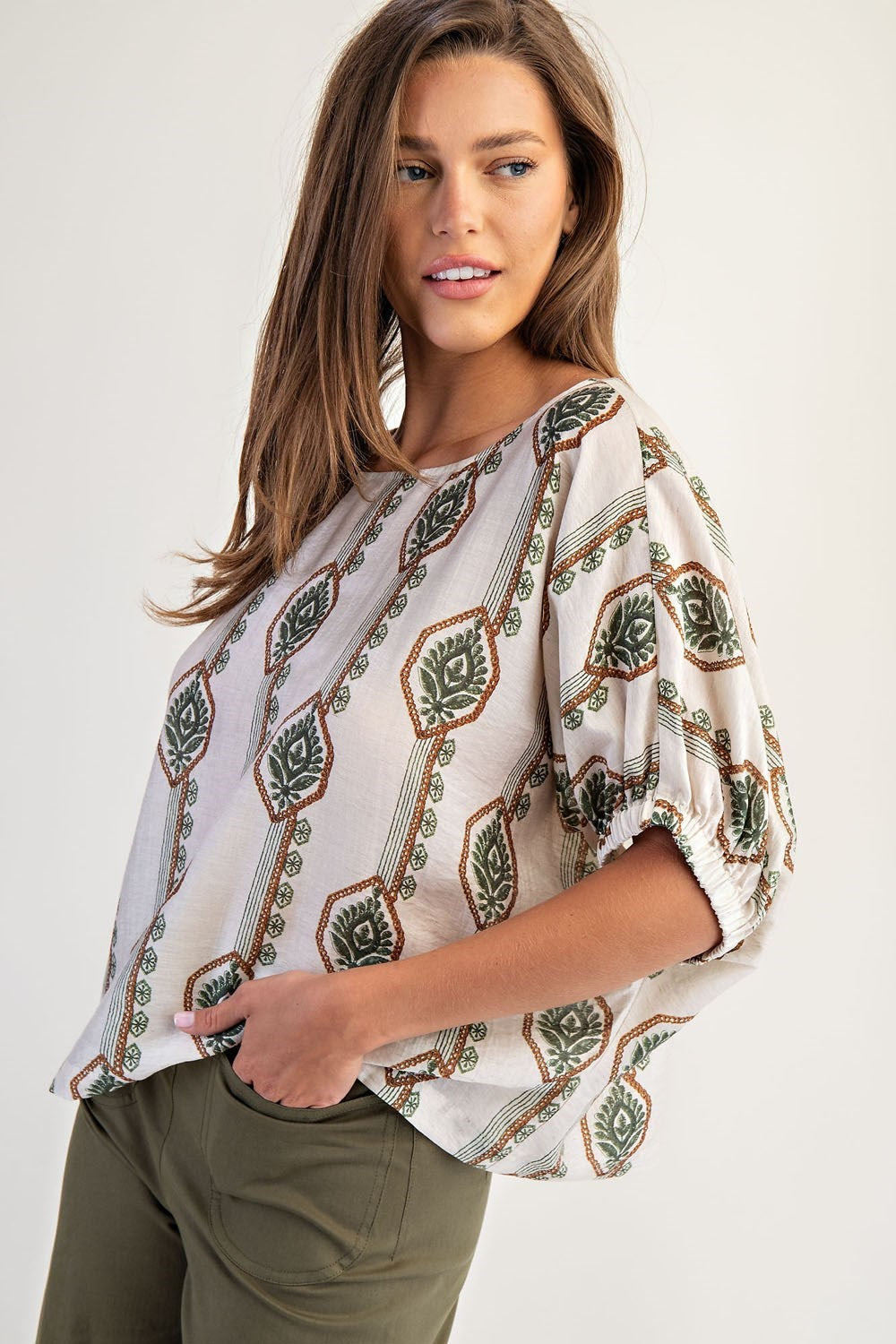 Geometric Floral Printed Blouse
