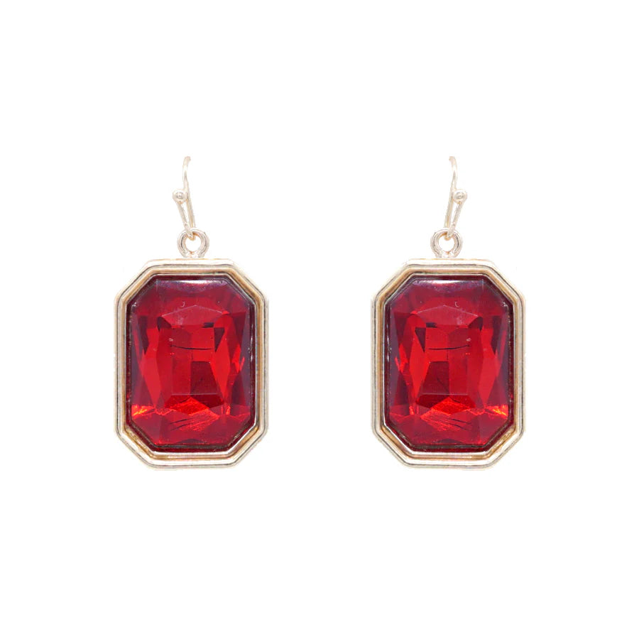 Crystal Rectangle Drop Earrings