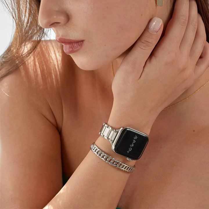 Slim Glazé Apple Watch Strap in Silver Gem