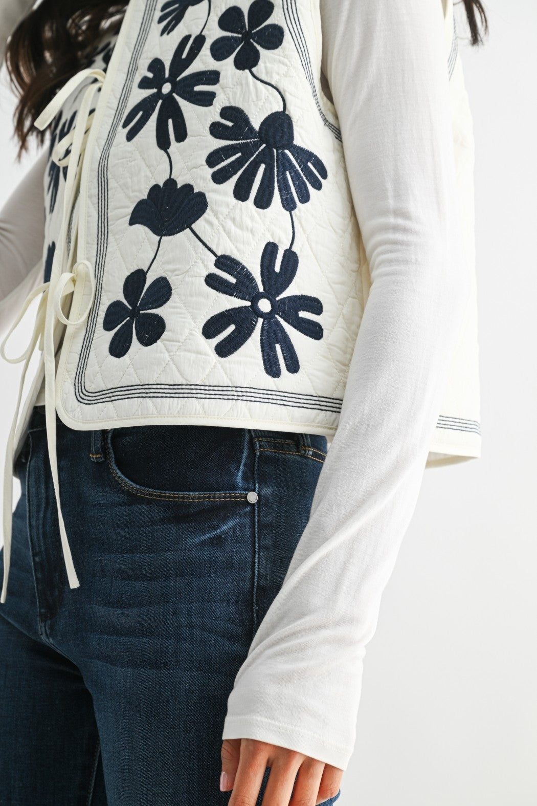 Embroidered Quilted Vest