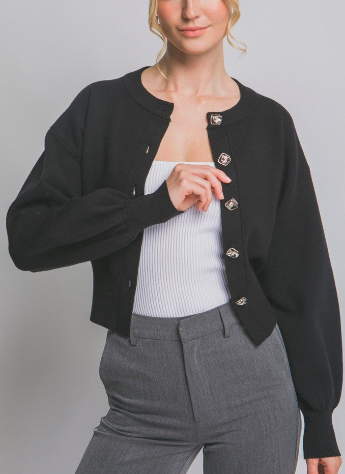 Cardigan with Puff Sleeves