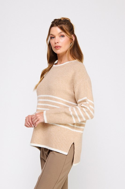 Placement Stripe Boyfriend Sweater