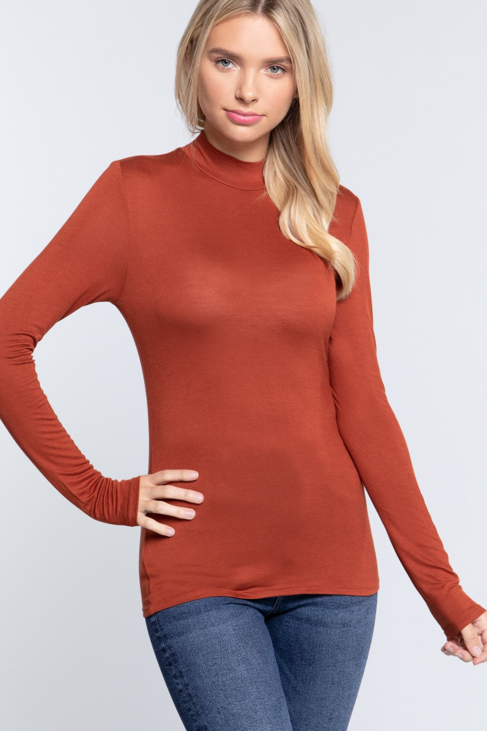 Lightweight Low Mock Neck Long Sleeve Collection
