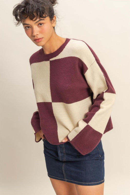 Oversized Checkered Sweater
