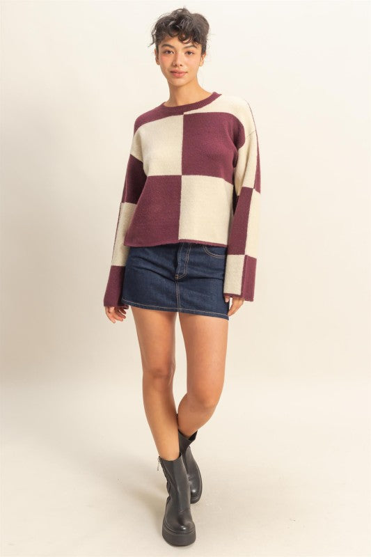 Oversized Checkered Sweater