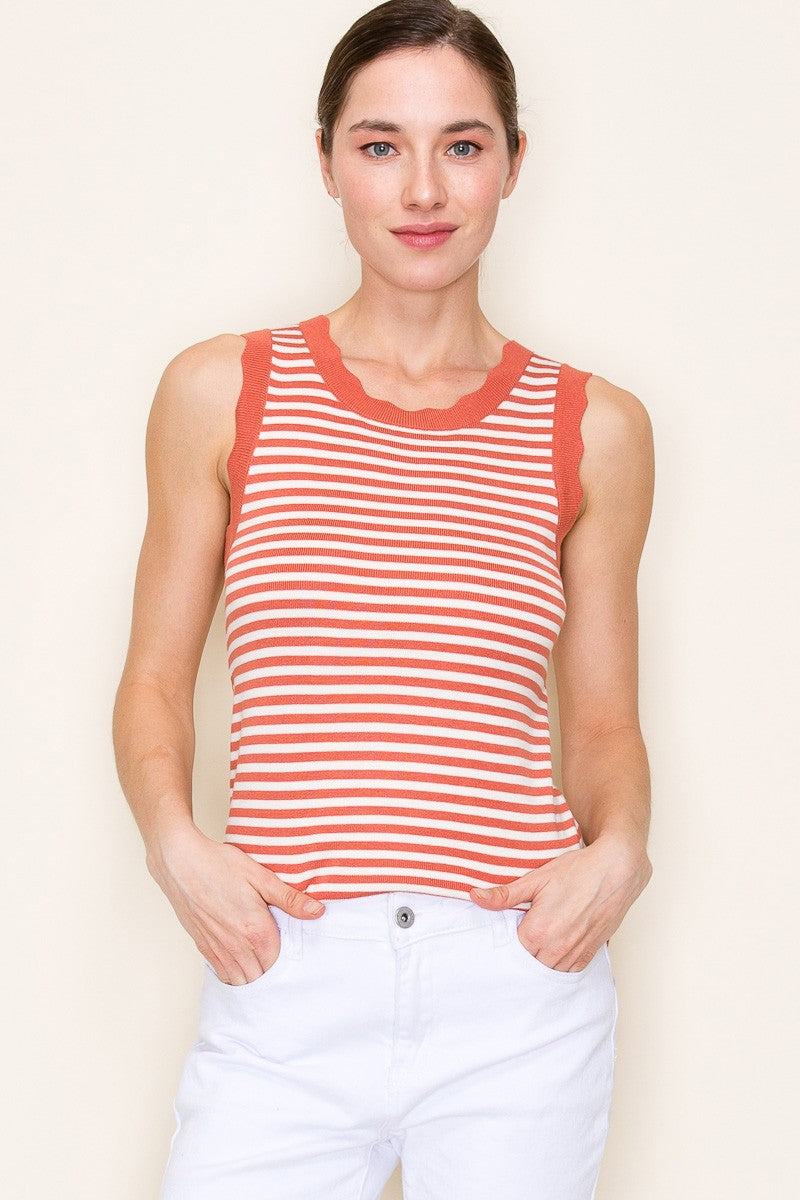 Stripe Scallop Sweater Tank