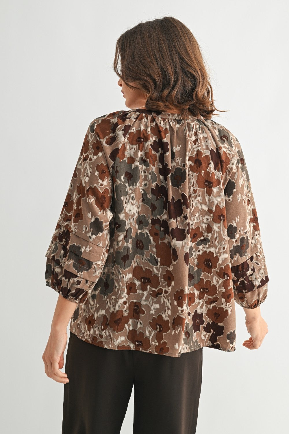 Flower Print Puff Sleeve Blouse