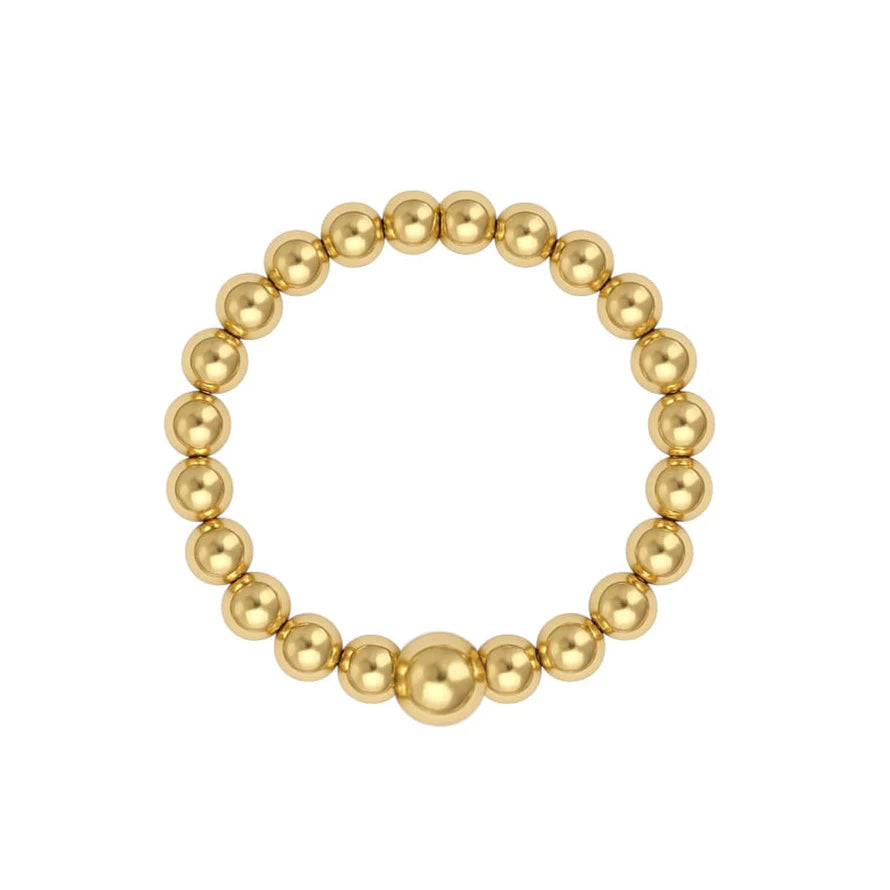 Classic 2mm Beaded Stretchy Ring in Gold