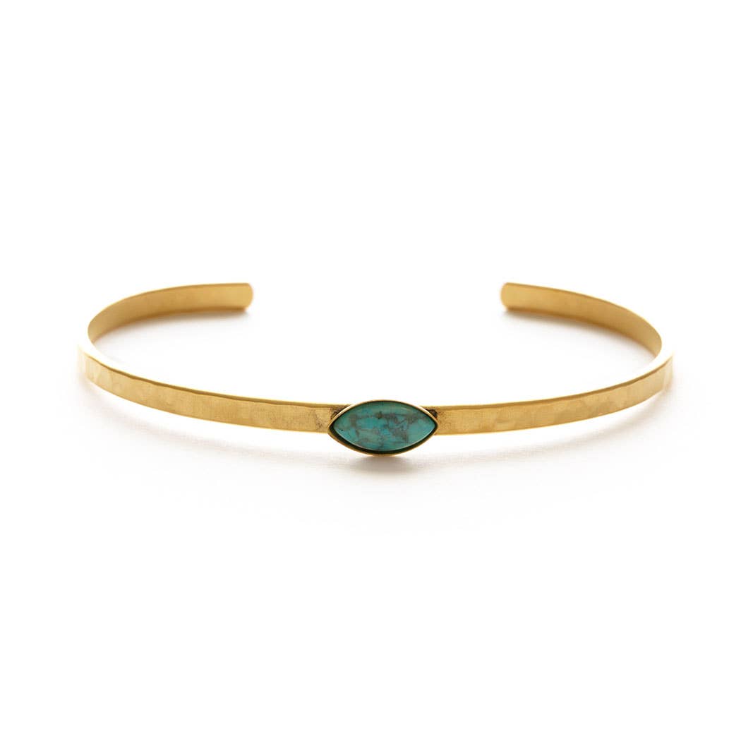 Navette Gemstone Cuff- Turquoise Howlite