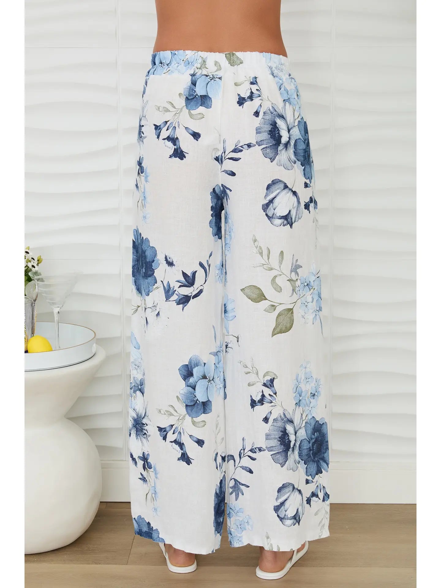 Gardenia Print Wide Leg Pants