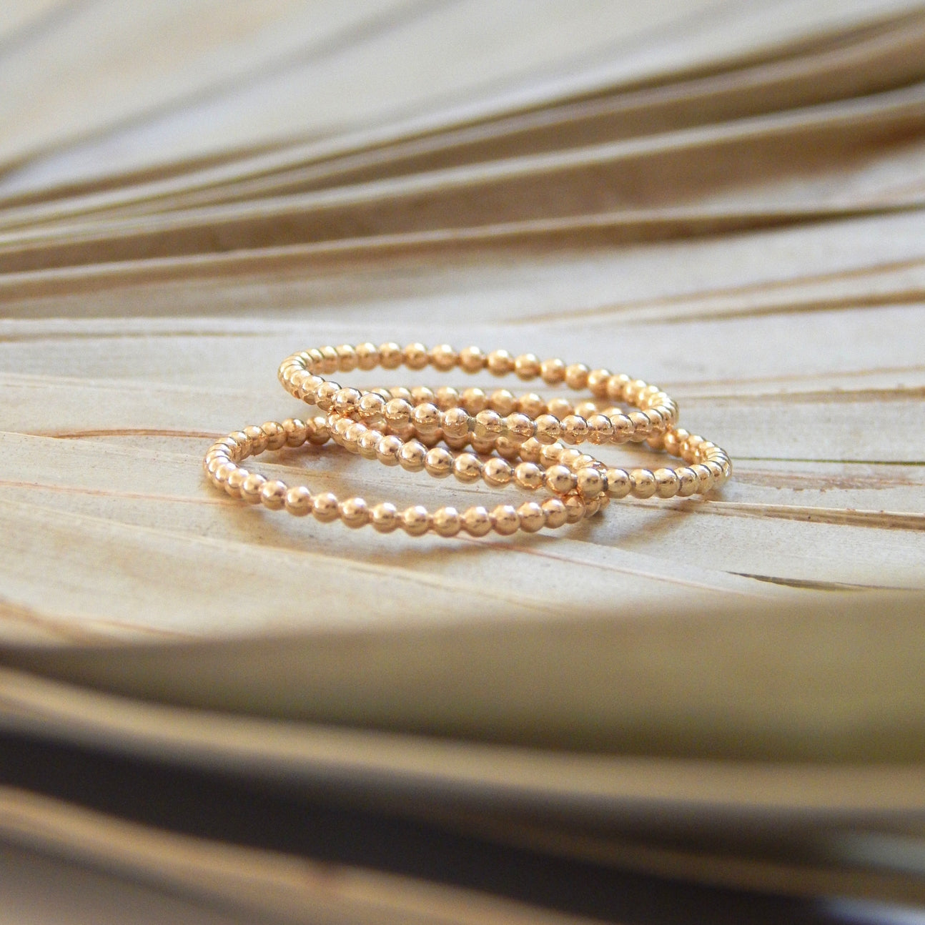Beaded Stacking Ring in Gold