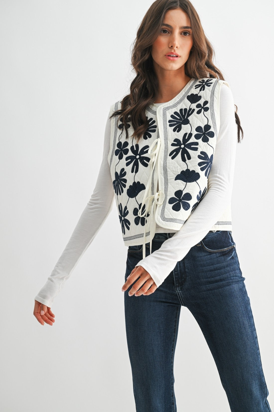 Embroidered Quilted Vest