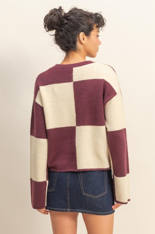 Oversized Checkered Sweater