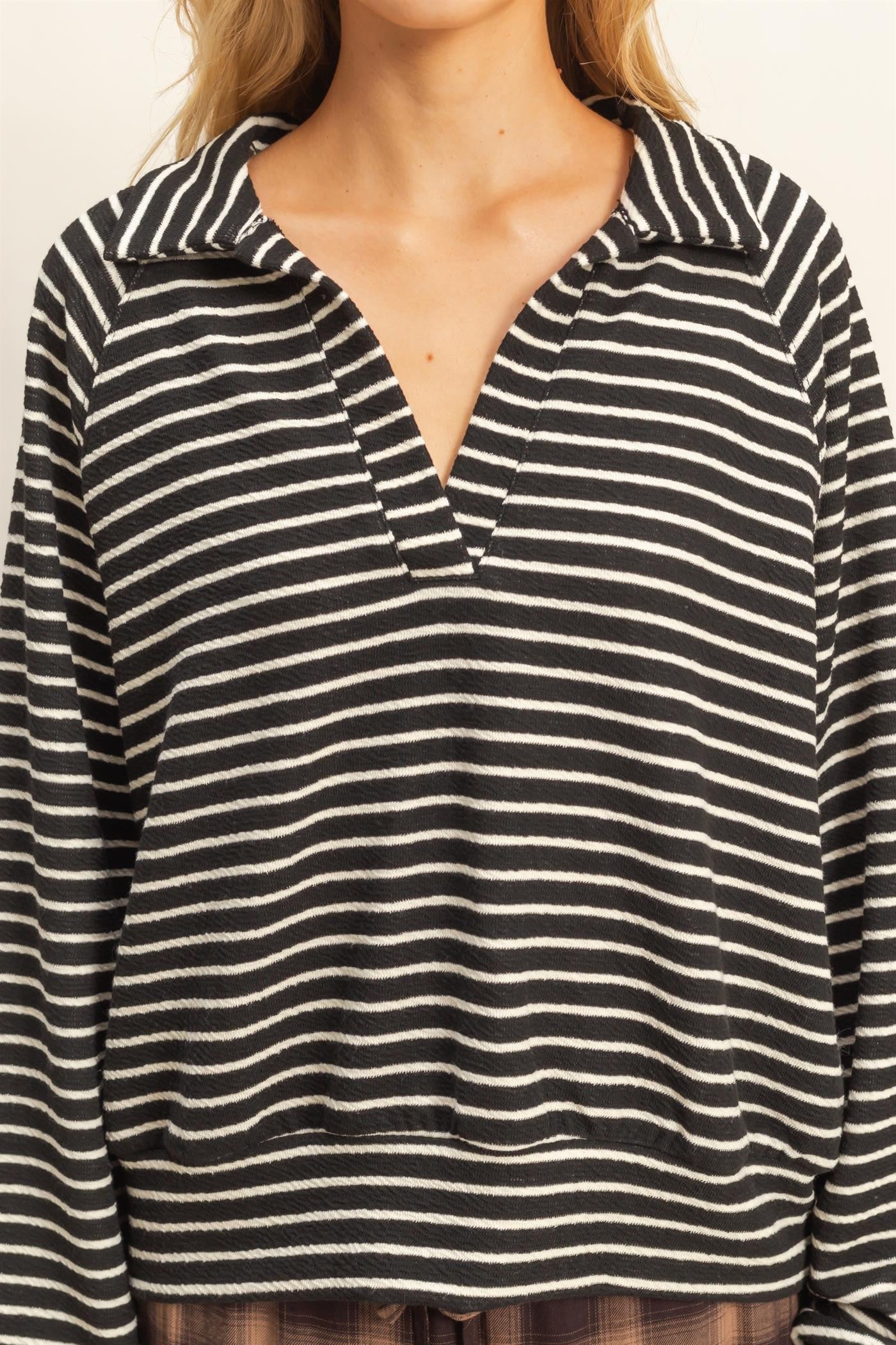 Stripe Pullover with Collar