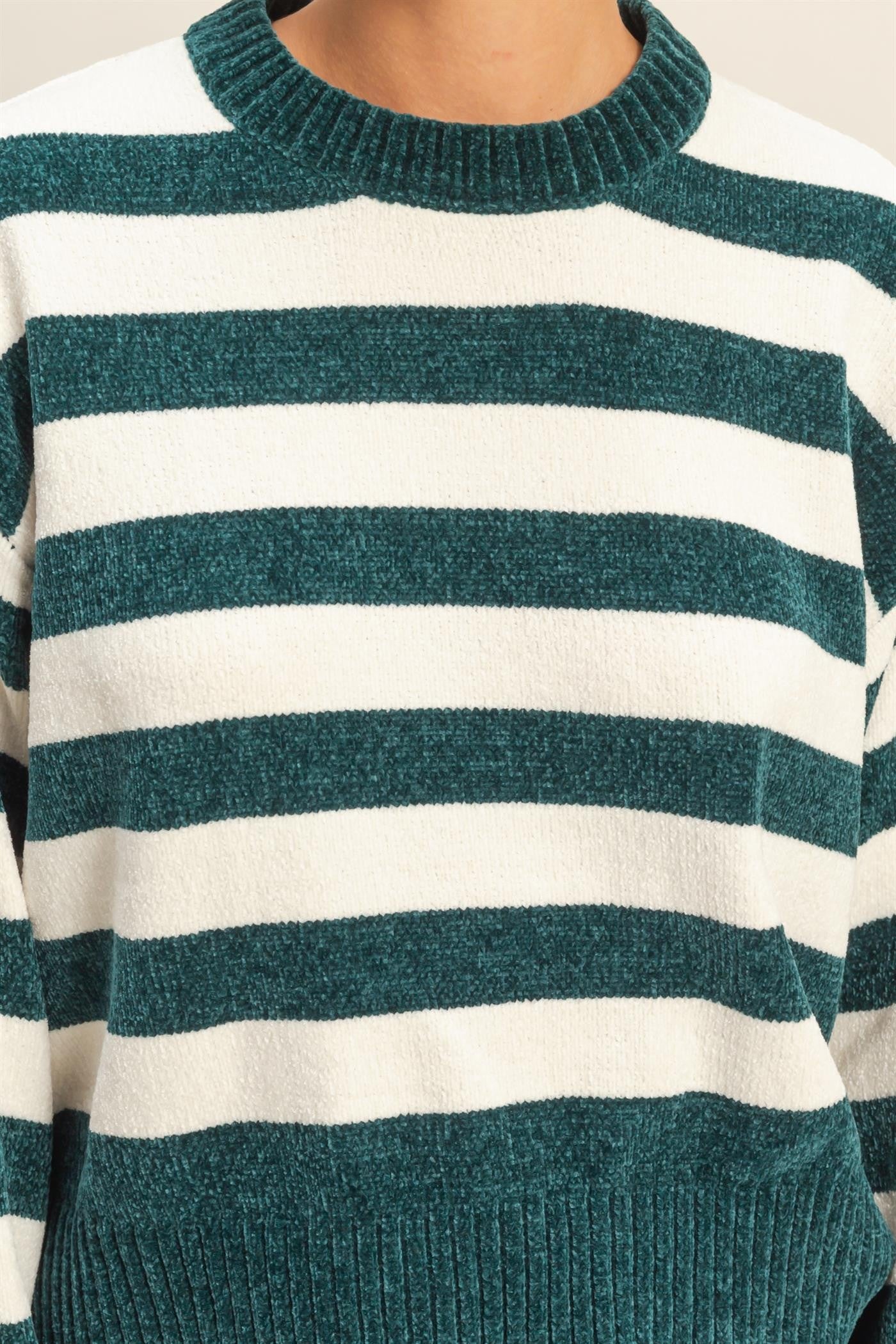 Striped Sweater With Ribbed Edge