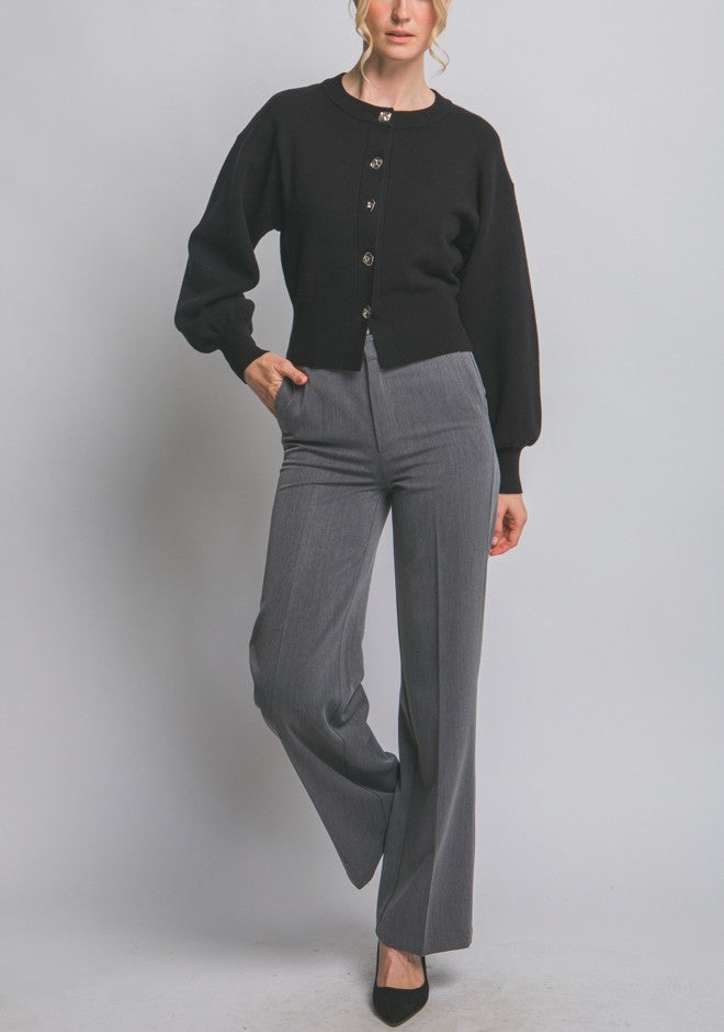 Cardigan with Puff Sleeves