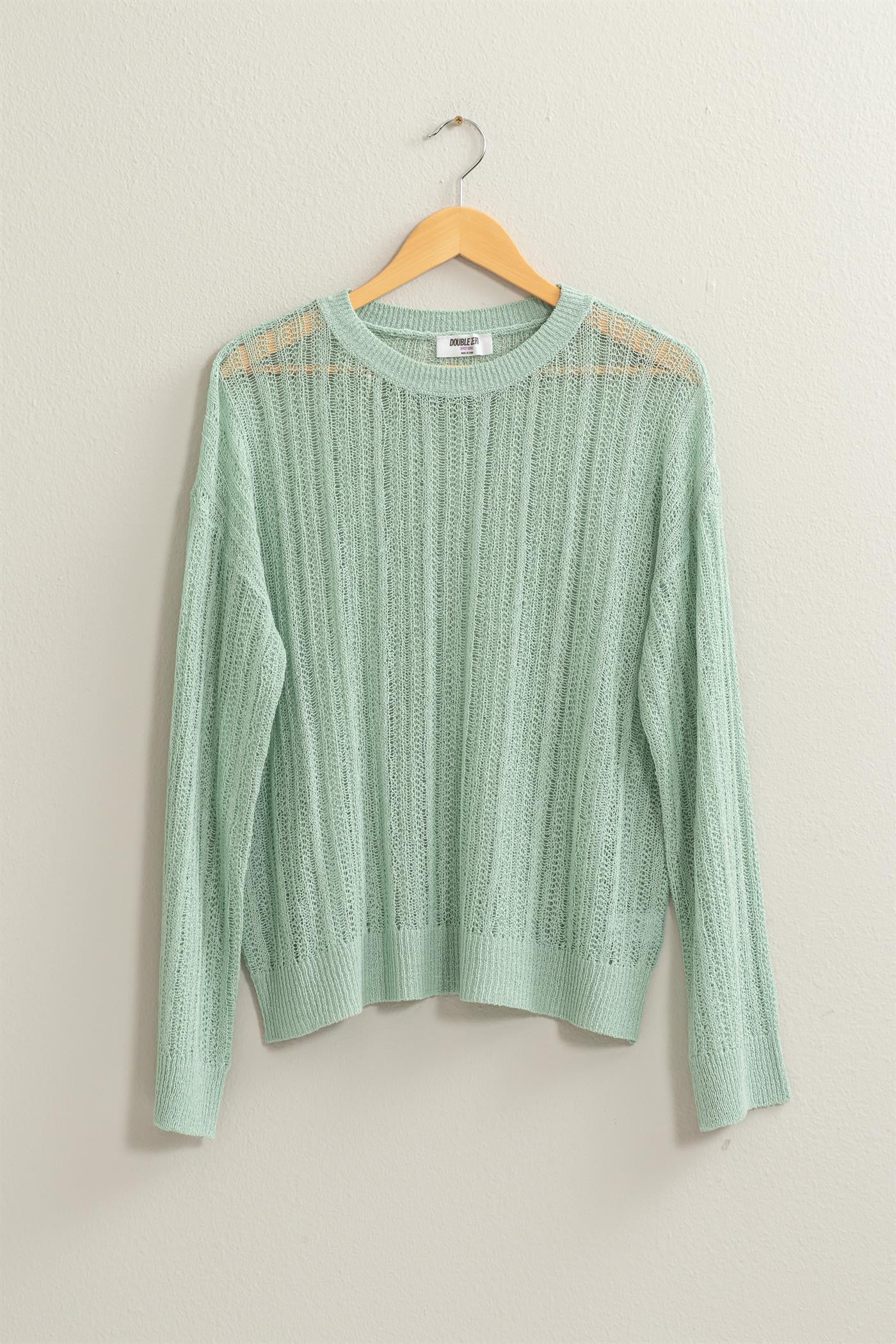 Knit See Through Drop Shoulder Sweater