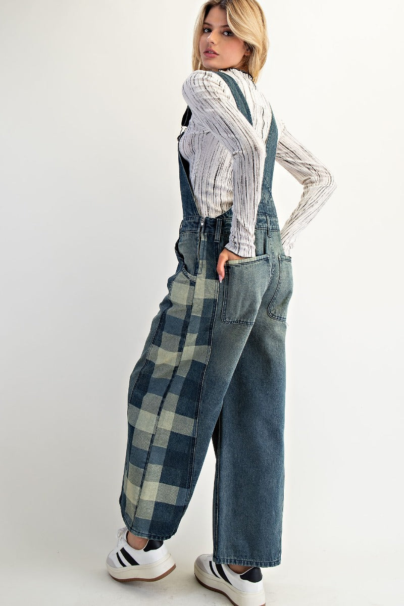 Plaid Denim Overalls