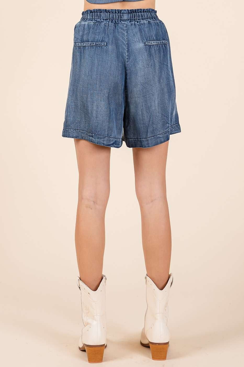Washed Tencel Chambray Shorts