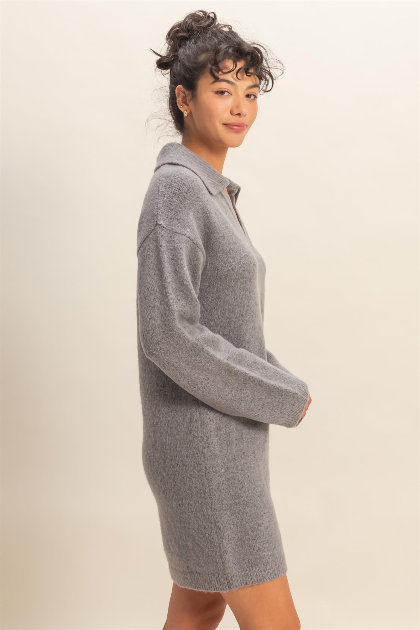 Sophisticated Polo Long Sleeve Sweater Dress