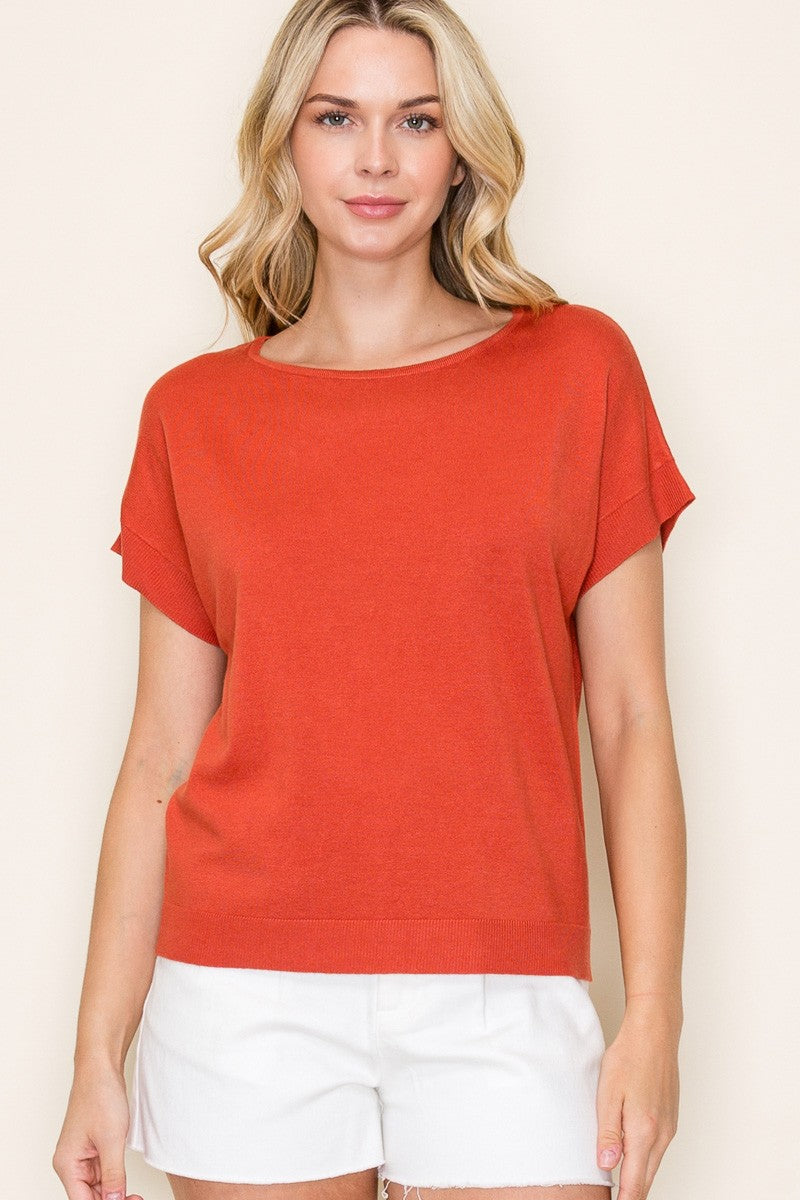 Raw Edge Short Sleeve Top