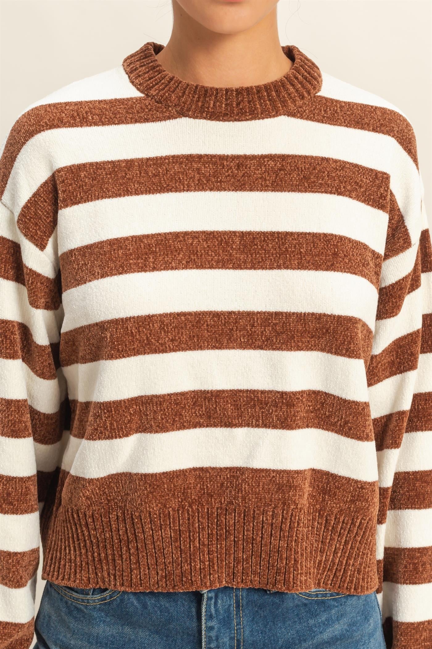 Striped Sweater With Ribbed Edge