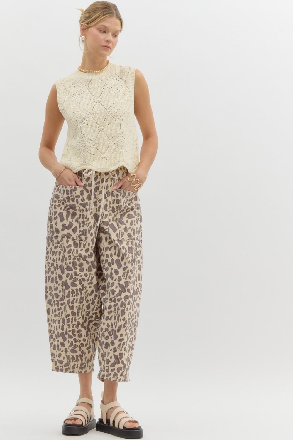 Abstract Leopard Barrel Jeans