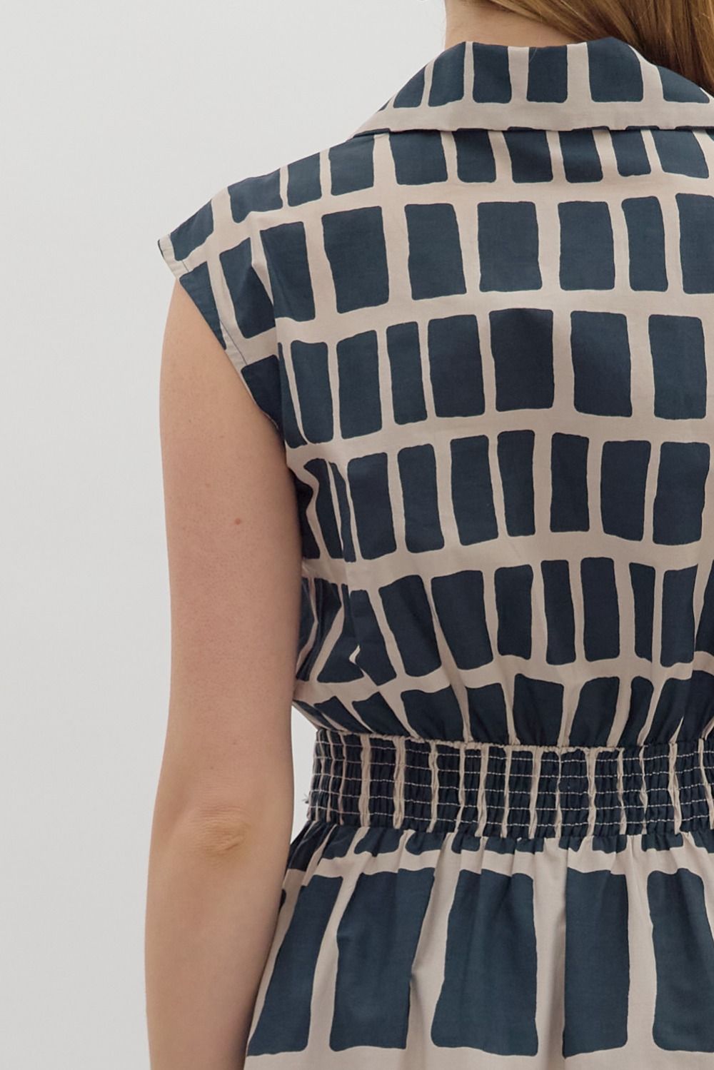 Abstract Print Sleeveless Midi Dress