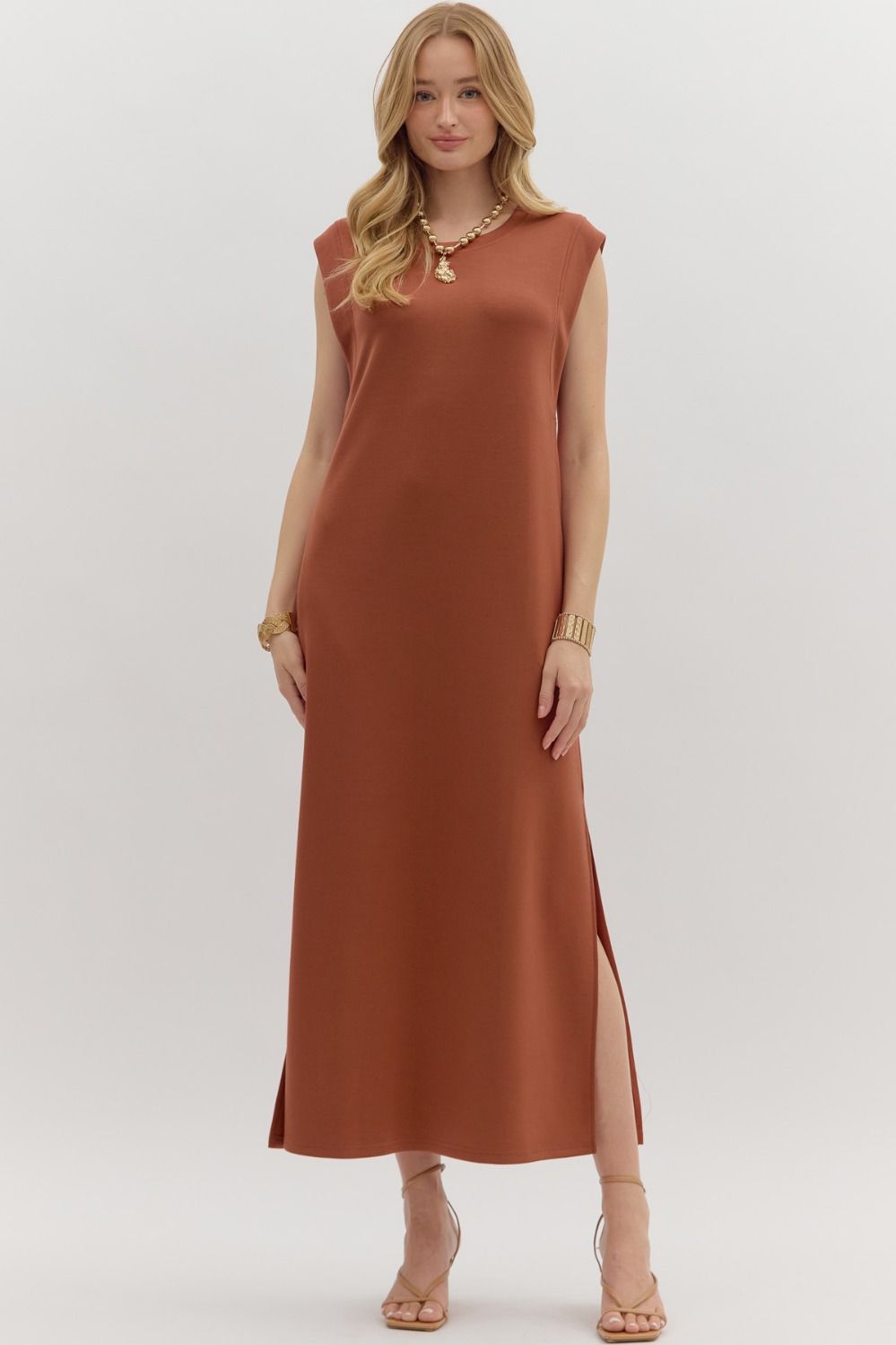 Knit Pullover Dress in Clay