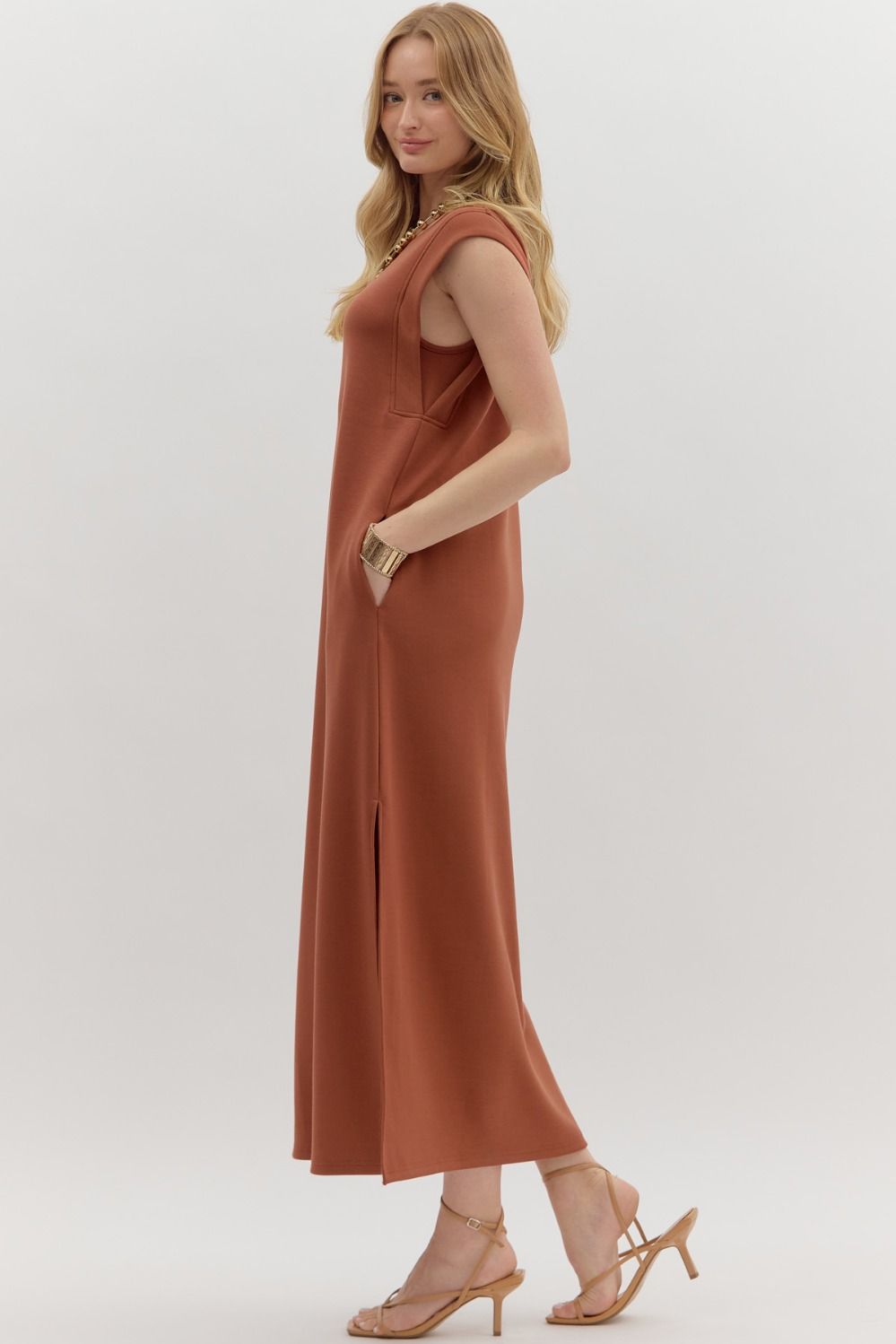Knit Pullover Dress in Clay
